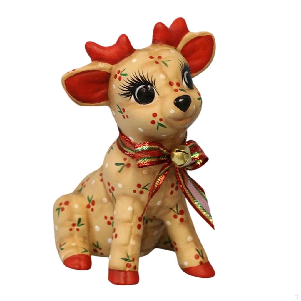 Reindeer Statue Decorative Figurine Christmas Decoration Resin Small Collectible Animal Sculpture