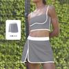 Women's Color Block Strap Skirt & Shorts Set – High Waist, Slimming Yoga Outfit with Contrast Design