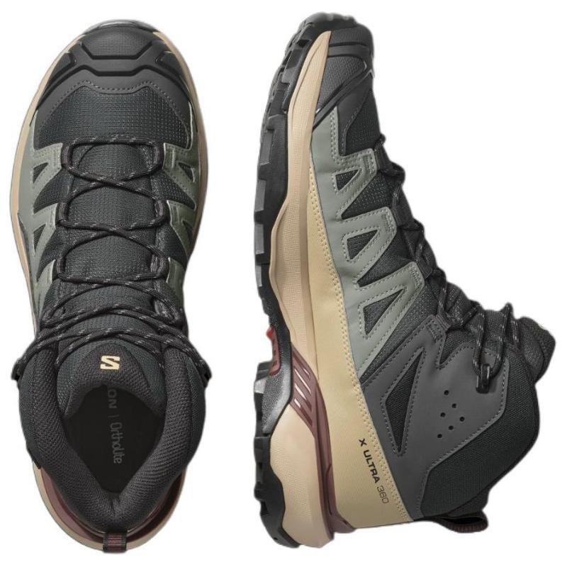 SALOMON X ULTRA 360 Slip Resistant Abrasion Resistant Mid top Mountaineering Shoes Men's Olive Green Sneakers 477433