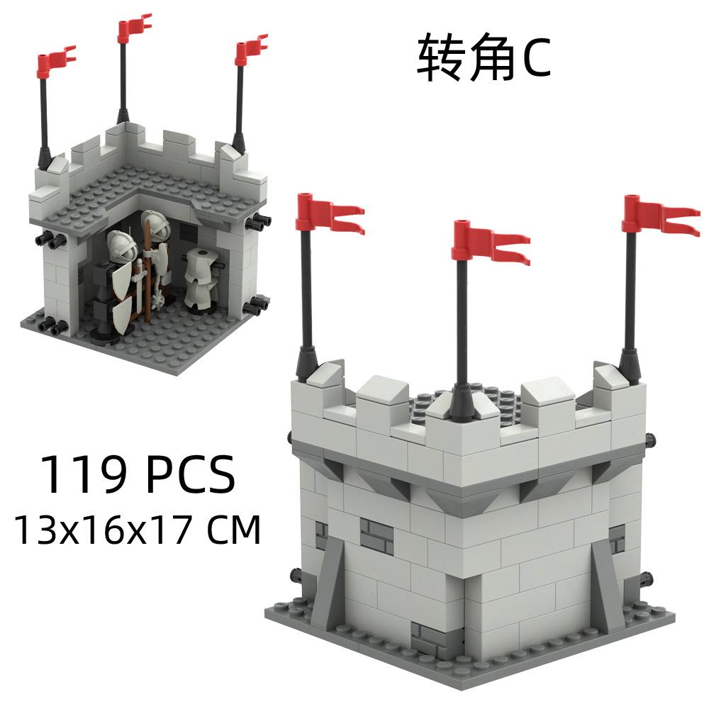 Lion Fortress Castle Modular Wall Tower Corner Medieval Military Soldier Figure Scene Ornament