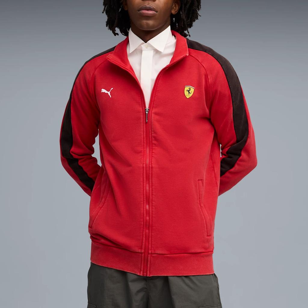 Puma X Scuderia Ferrari Collaboration T7 Vintage White Collar Zip Jacket Men Jackets 632754-02