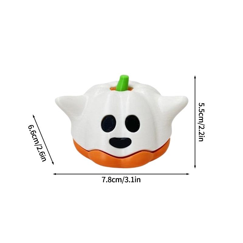 3D Printed Pumpkin Figurines Halloween Ghost Pumpkin Man Spiral Cone Helix Screw Rotating Pyramid Desk Ornaments Halloween Decor