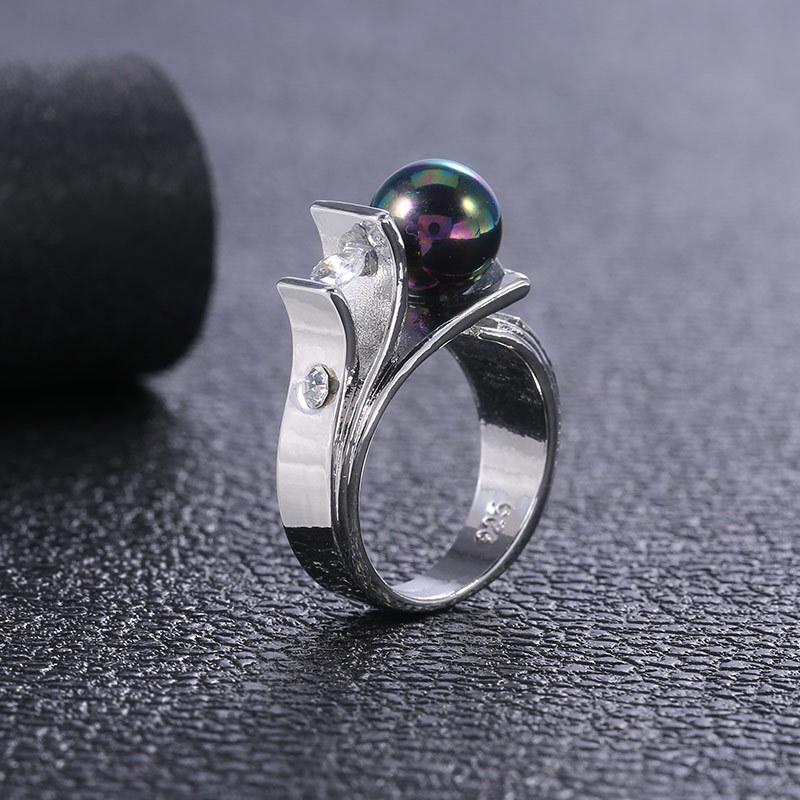 Cao Shi Eleganter Verlobungsring für Damen mit grüner Buchtperle und Zirkonia – Vielseitiger Schmuck im europäischen und amerikanischen Stil