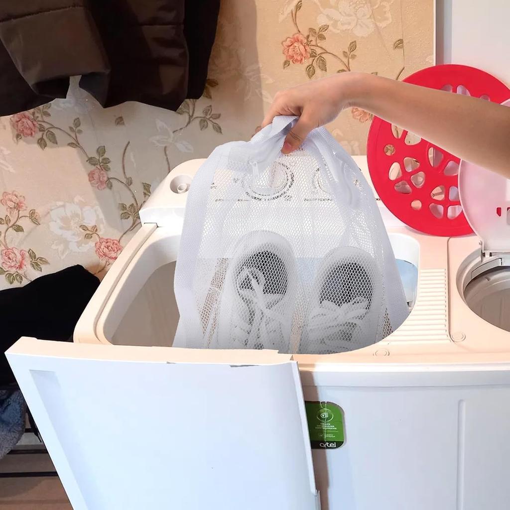 Mesh Laundry Bag with Strap and Zipper - Sneaker Dryer Bag, 16.3 x 15.9 Inch