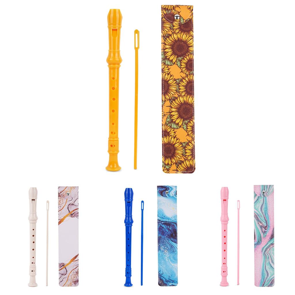 Jasenna Soprano Recorder, 8-Hole C Key, for Elementary School Students and Beginners, Includes Cleaning Stick, Fingering Chart, and Leather Storage