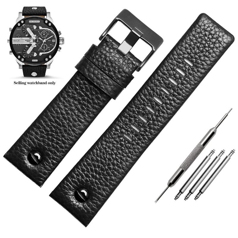 24 26 27 28mm Soft Watchbands for Die-sel DZ7313 7322 7257 7313 DZ7333 4318 Women's Men's Watch Straps with Black Sliver Buckle