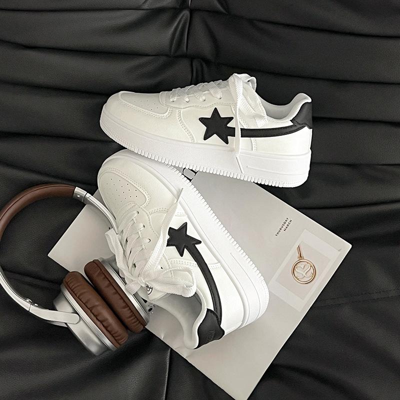 Star Board Shoes Women's 2025 Summer New American Platform Shoes Niche Students Sports Versatile Casual White Shoes