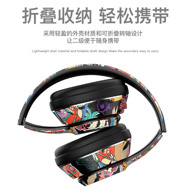 Wireless Bluetooth Cool Graffiti Led Illuminated Gaming Headset For Kids Teens Adults, Headphones With Built-in Microphone, Compatible With Ios And An