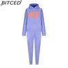 BITCED Women's Spring/Autumn/Winter Sweatshirt Set Foam-Printed Fashion Sports Long-Sleeved Hooded Sweatshirt