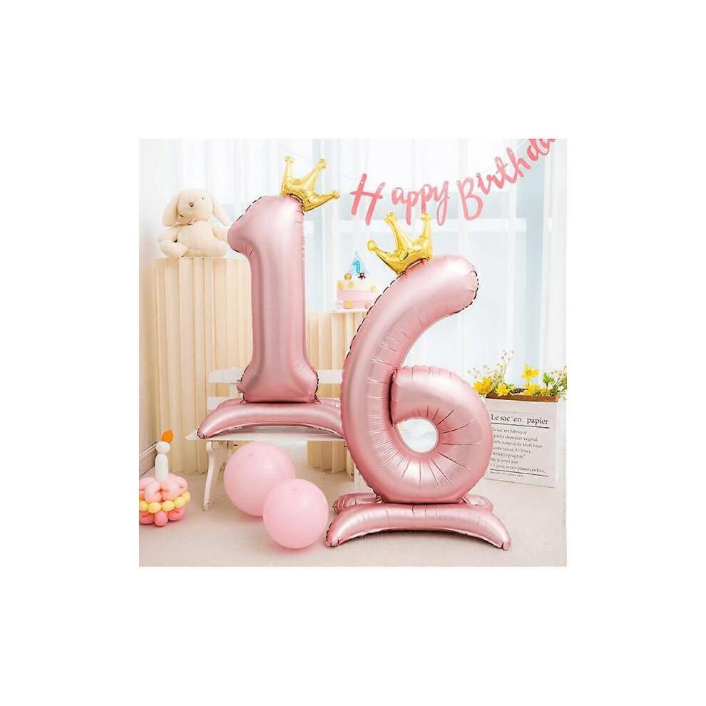 (Rosa)2 Stück 39" Rosa Zahlen-Folienballons Set mit Schmetterlingen für Geburtstags-Hochzeits-Party-Dekoration