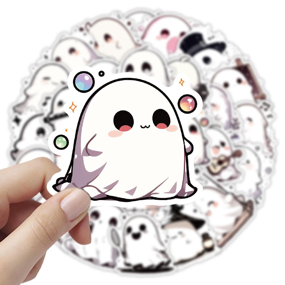 54Pcs Ghost Graffiti Stickers Halloween Cartoon Stickers Waterproof Stickers