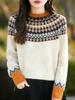 Women's Loose Fair Isle Peacock Sweater - Autumn/Winter Korean Style Knitwear