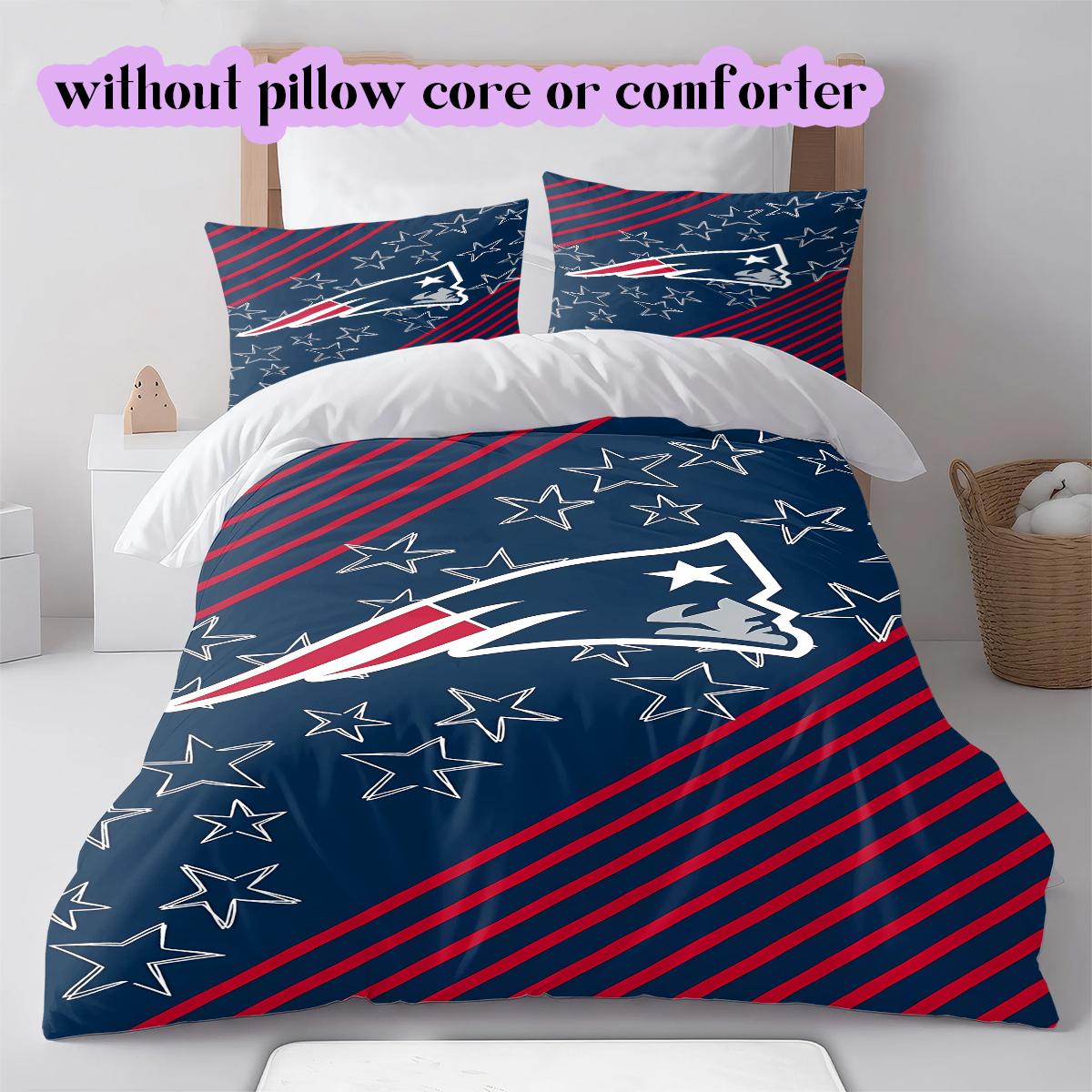 

New England Patriots Pattern Bedding Quilt Set Quilt Cover Pillowcase Home Decoration Birthday Gift (1 * duvet cover + 2 * pillowcase, without core) 135x200cm