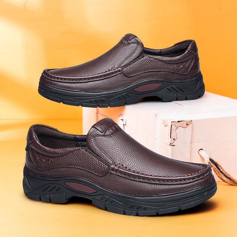 2025 Classic Brand Men's Genuine Leather Casual Shoes Office Business Shoes Outdoor Men's Oxford Shoes Anti Slip Thick Sole