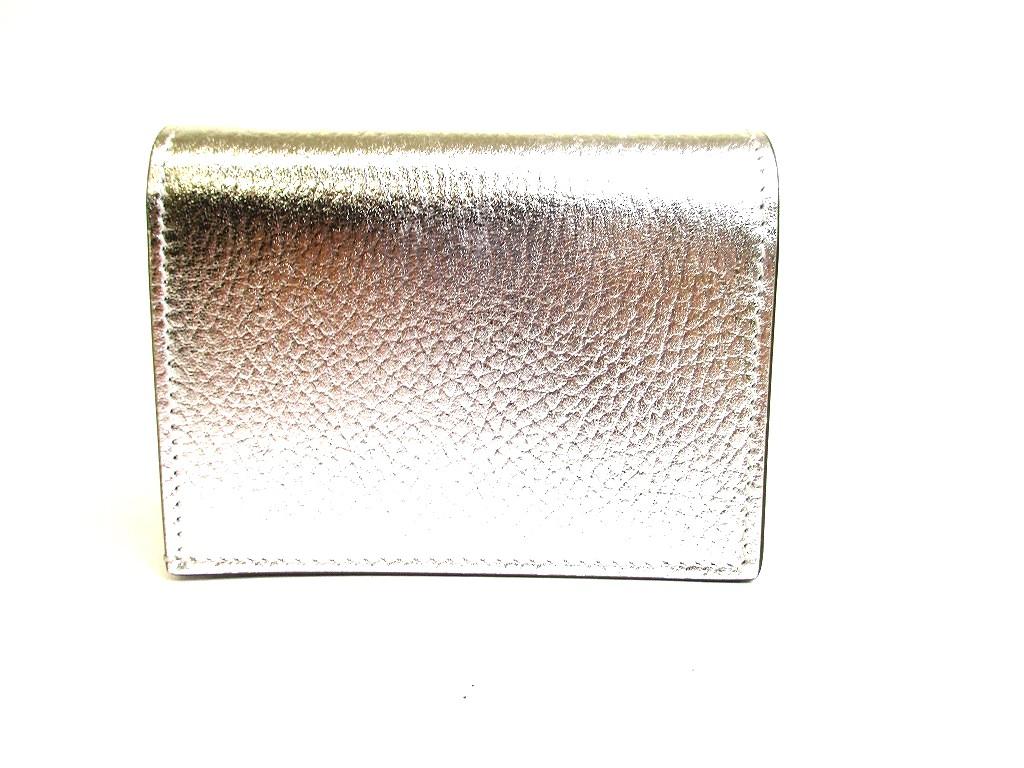 Authentic GUCCI GG Marmont Silver Leather Bifold Wallet Compact Wallet #b125  Open Box