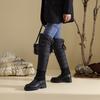  Snow Boots Winter Waterproof Down Cotton Knee Long Cotton Boots Thick-soled Wedge Heel Cotton Shoes Back Lace Up To Keep Warm