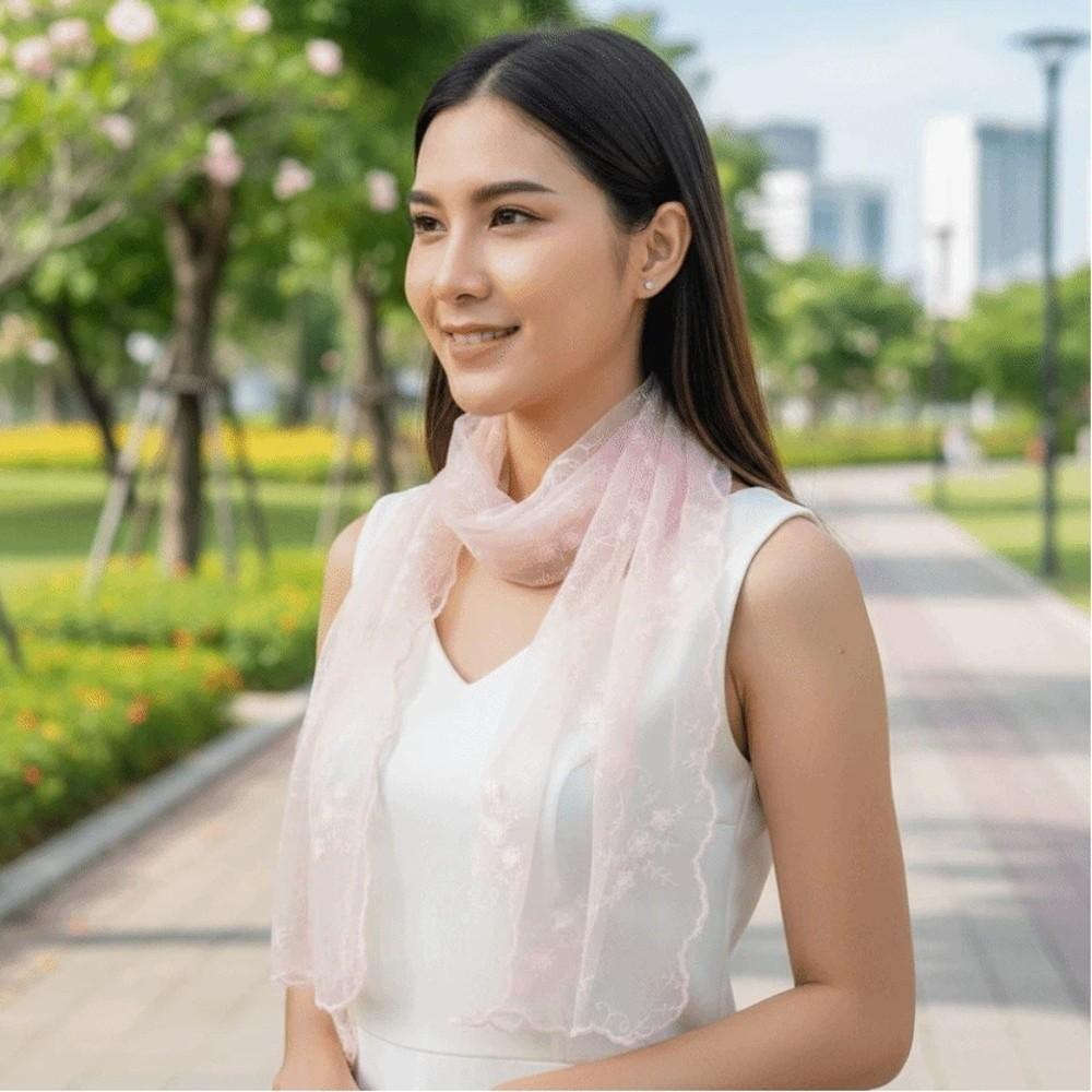 Polyester Embroidered Flower Shawl Breathable Long Hijab Scarf Fashion Lace Thin Headscarf Summer