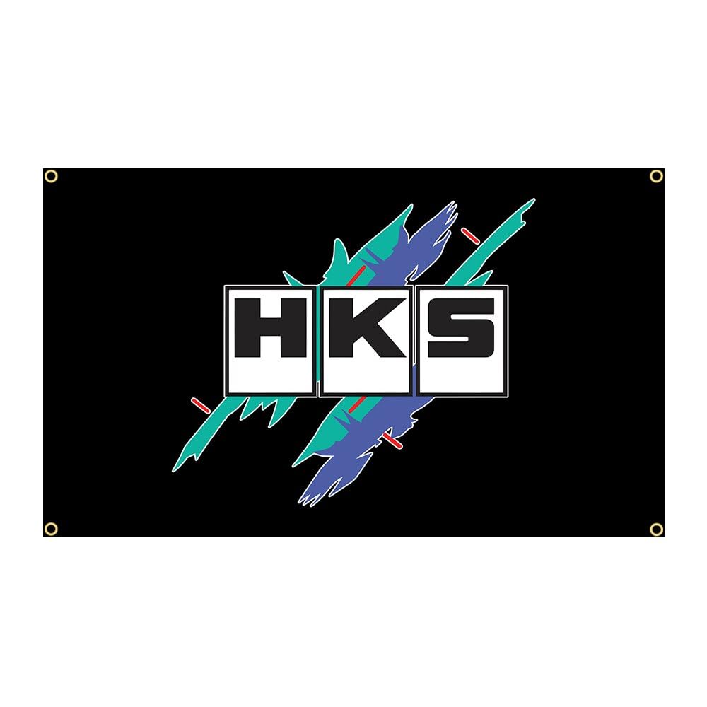 

HKS Flag/Banner, Approx. 90cm x 60cm, Perfect for Room or Garage Decoration! American Goods & Car Racing