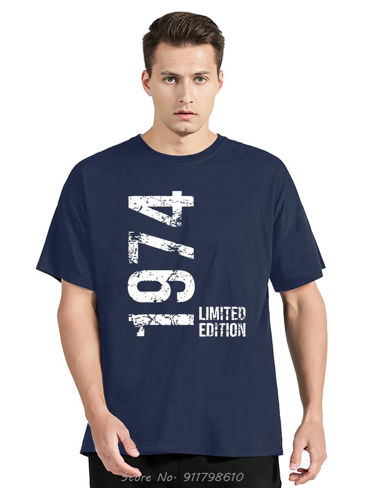 T-shirts Année de Naissance Vintage 1974 Style Rétro Années 70 T-Shirt Unisexe Oversize Mode Décontractée Ample Doux Streetwear