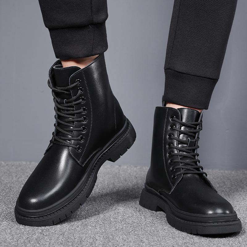 Fashion England style men boots black stylish original leather shoes cowboy autumn winter boot handsome platform high motorcycle botas