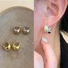 925 Silver Vintage Gold Round Earrings For Women Trendy Earring Jewelry Prevent Allergy Party Accessories Gift