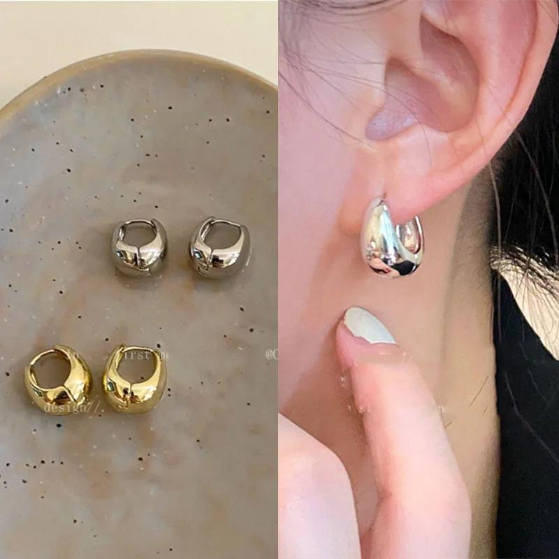 925 Silver Vintage Gold Round Earrings For Women Trendy Earring Jewelry Prevent Allergy Party Accessories Gift