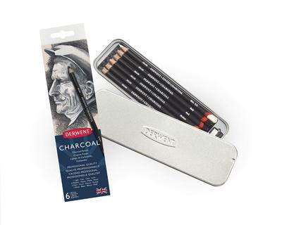 Charcoal Set of Metal 0700838 Pencils, 6, Case,