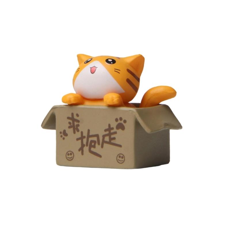 Verspielte PVC-Katzenfigur mit ausdrucksstarken Augen, schönes Autozubehör für Armaturenbrett, Schlafzimmer, Büro, dekoratives Display