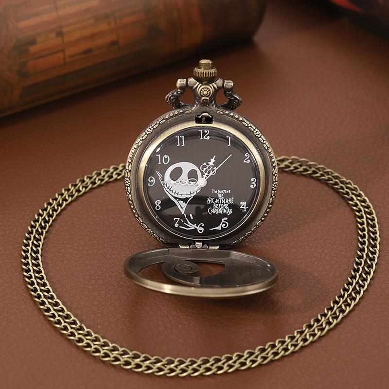 Men Watch Classic Vintage Carved Bronze Pocket Watch with Chain Necklace Vintage Quartz Pendant Watches Clock Chain Mens Women