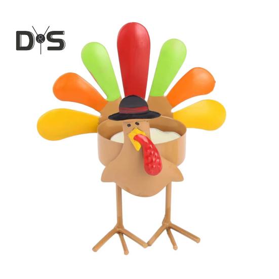 

Подсвечник в виде цветной индейки на День благодарения, подставка для свечей, металлический подсвечник, украшение, центральный элемент праздничного стола A