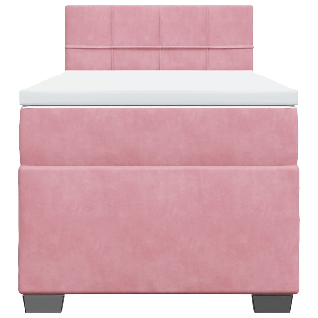 vidaXL Box Spring Bed with Mattress Pink 90x200 cm Velvet