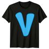 V Letter Initial Alphabet Mens Womens Graphic Tee Unisex Blue Shirt