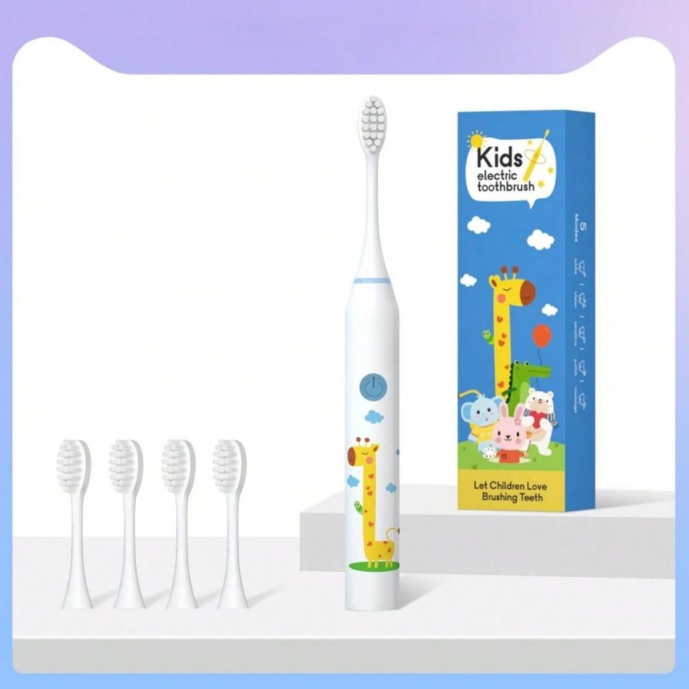 Cartoon Children Electric Toothbrush Cartoon Kids With Replacement Head Ultrasonic IPX7 Waterproof Rechargeable Sonic Toothbrush
