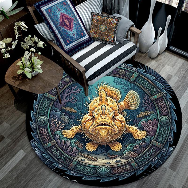 Underwater Fantasy Portal Round Area Rug Under Office Chairs Bedroom Living Room Home Decor 80cm x 80cm