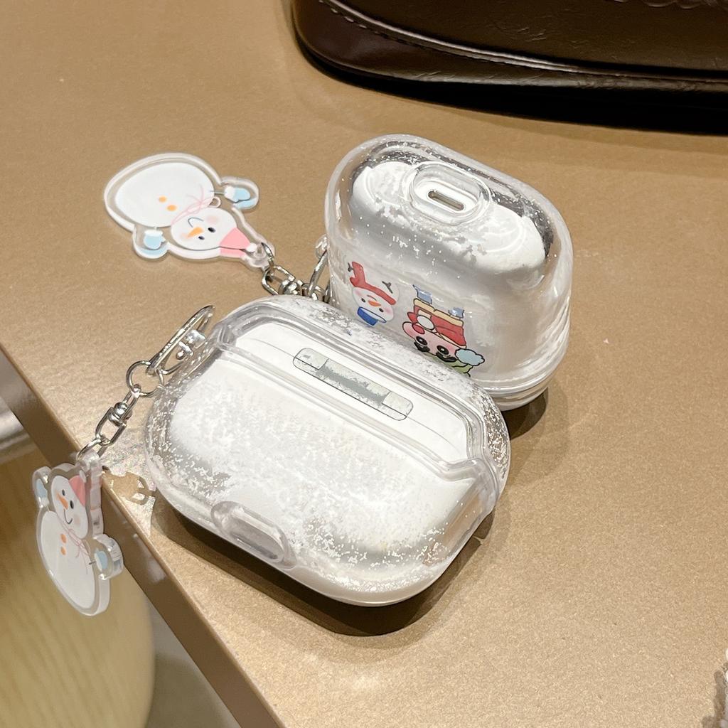 Cartoon Small New Snowman for AirPods 1 Apple Bluetooth Wireless 1/1 Generation Quicksand Earphone Cover Cute Pro1