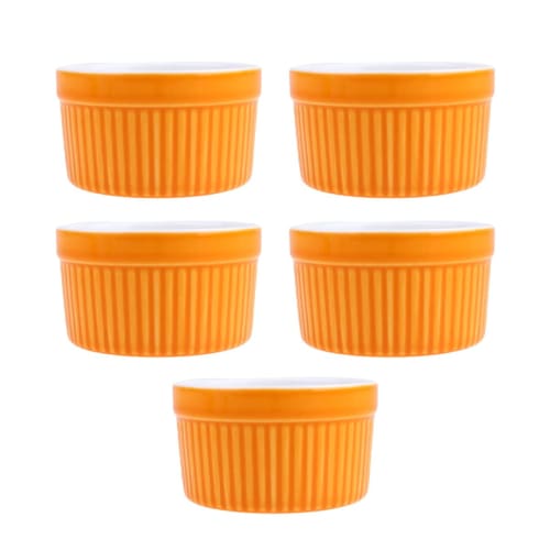 VORCOOL Mini Cocotte Dishes, Souffl? Pans, 9cm, Ceramic, Heat-Resistant, Oven, Microwave, and Dishwasher Safe, Set of 5