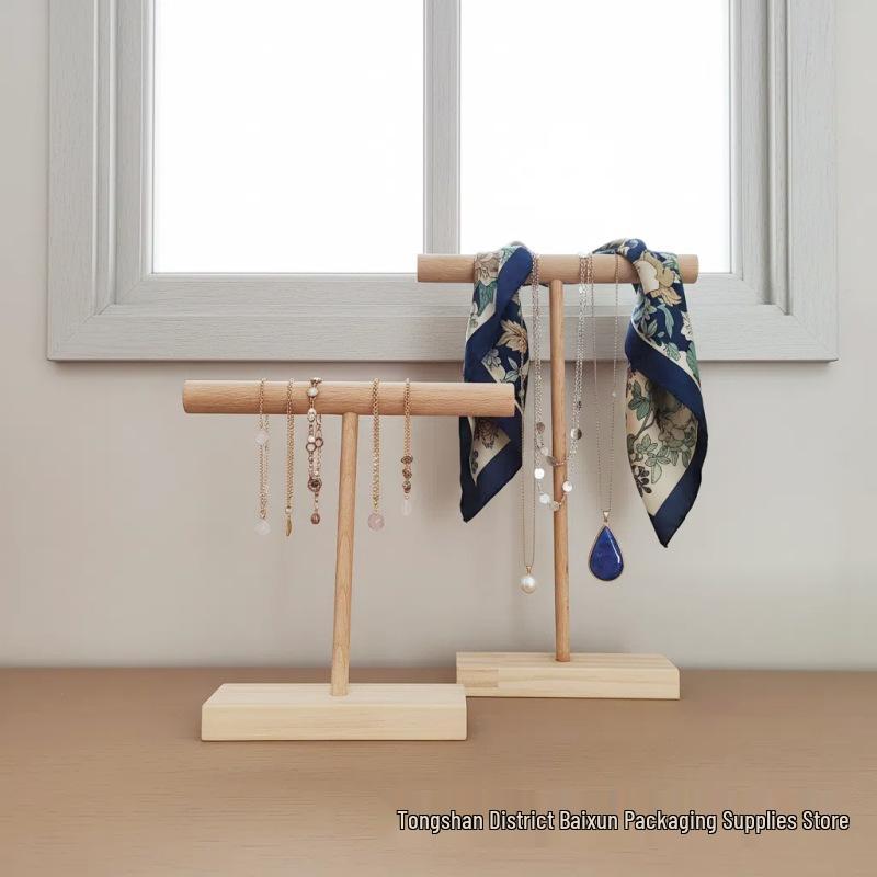 Holzschmuck- und Schal-Ausstellungsständer für Halsketten und Armbänder