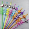8Pcs Halloween Reusable Drinking Straws Children Spiral Beverage Straw for Hot Cold