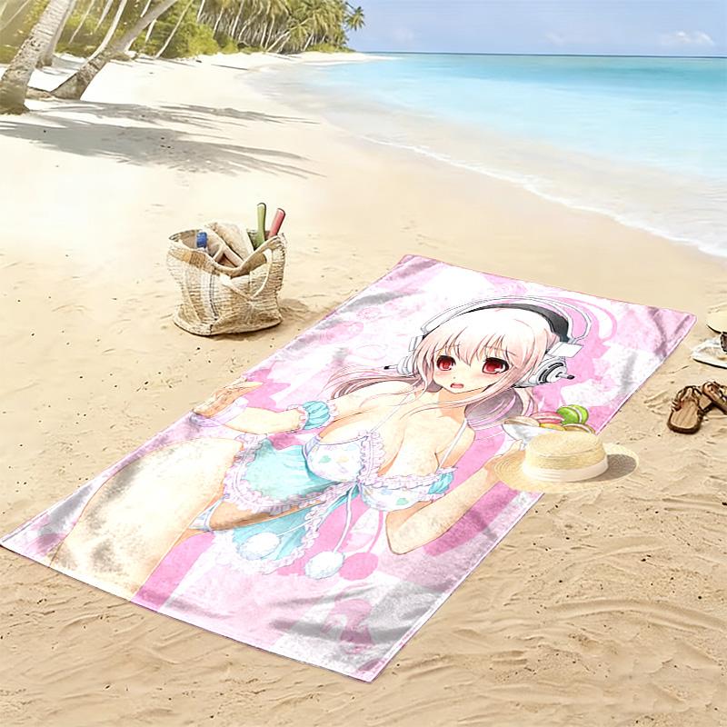 Super Sonico 2D Flat Print Beach Towel, Large Soft Quick Dry Towel for Beach Camping SwimmingDSTJ0925503