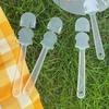 5pcs Transparent Mini Fan Handle Portable Small Plastic Fan Handle Replacement DIY Fan Accessories
