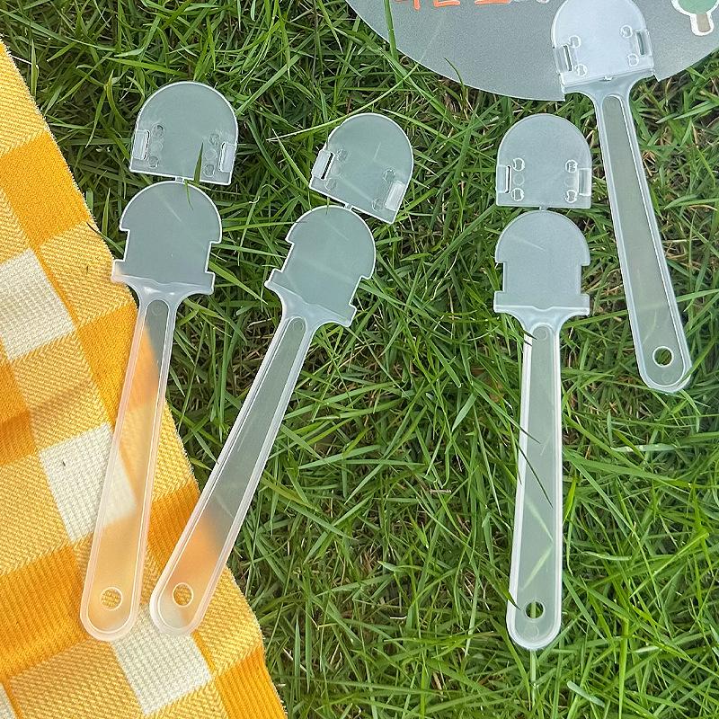 5pcs Transparent Mini Fan Handle Portable Small Plastic Fan Handle Replacement DIY Fan Accessories
