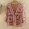 Women Hollow Lace Sunscreen Cardigan Sweater Wide Loose Air Conditioning Knitted Sweater Thin Section Female Spring Autumn