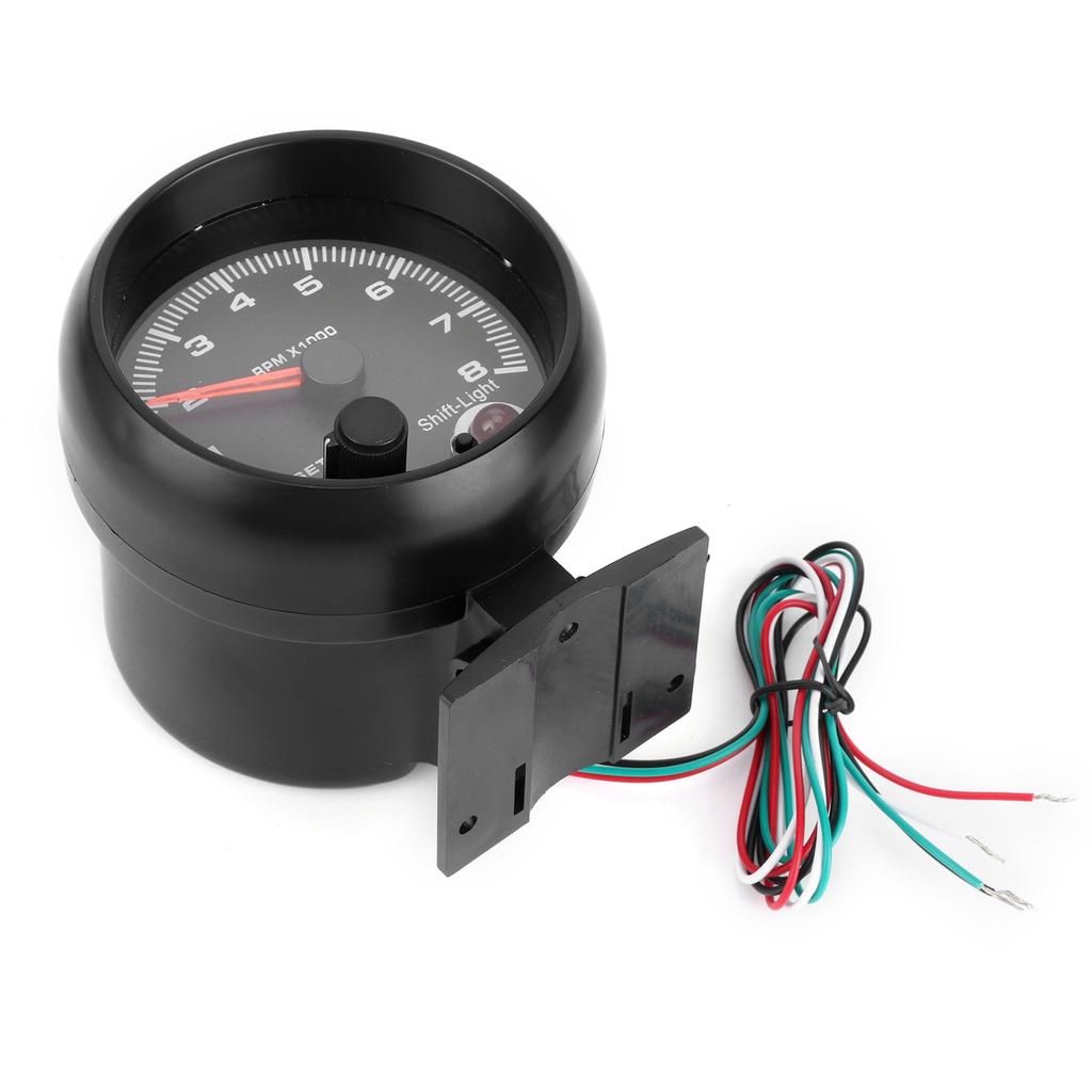 3.75in 12V Car Tachometer 0?8000RPM Pointer Tacho Gauge Meter with Adjustable Shift Light