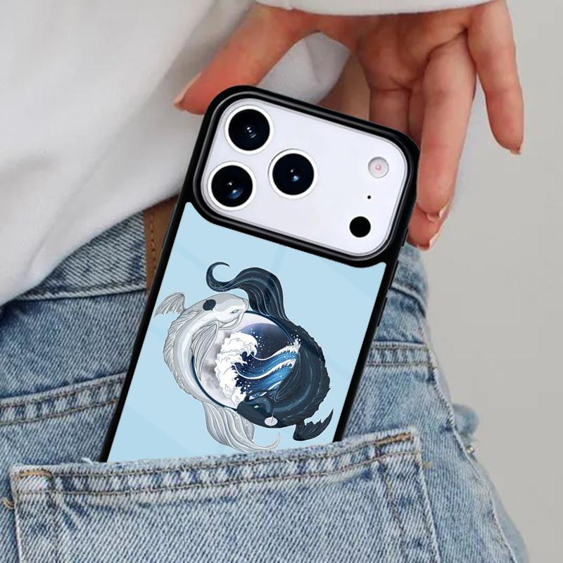 Ying Yang Koi Fish Phone Case for iPhone 17ProMax 12 13 14 15 16e 17 Pro Max Plus Air Cover