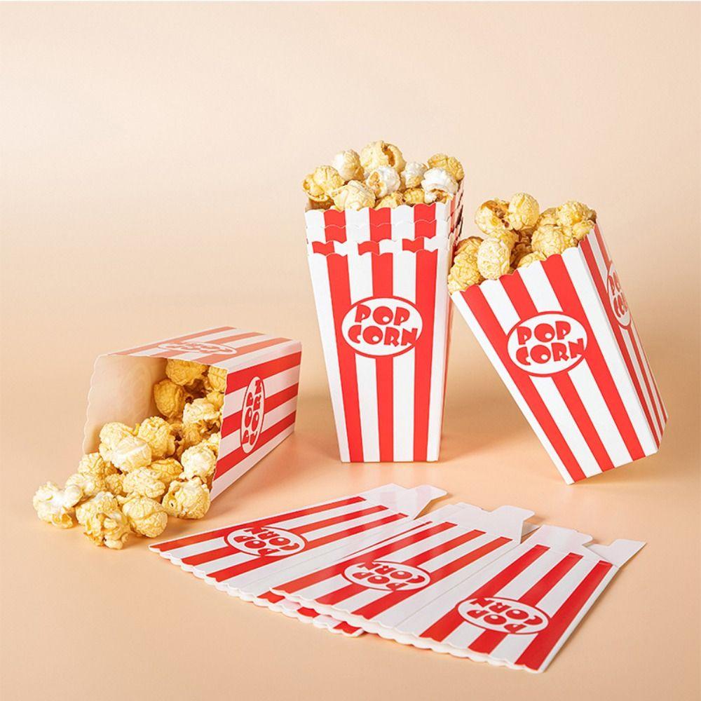 12pcs DIY Gifts Paper Popcorn Striped Bags Folding Snack Containers Popcorn Paper Boxes Carnivals