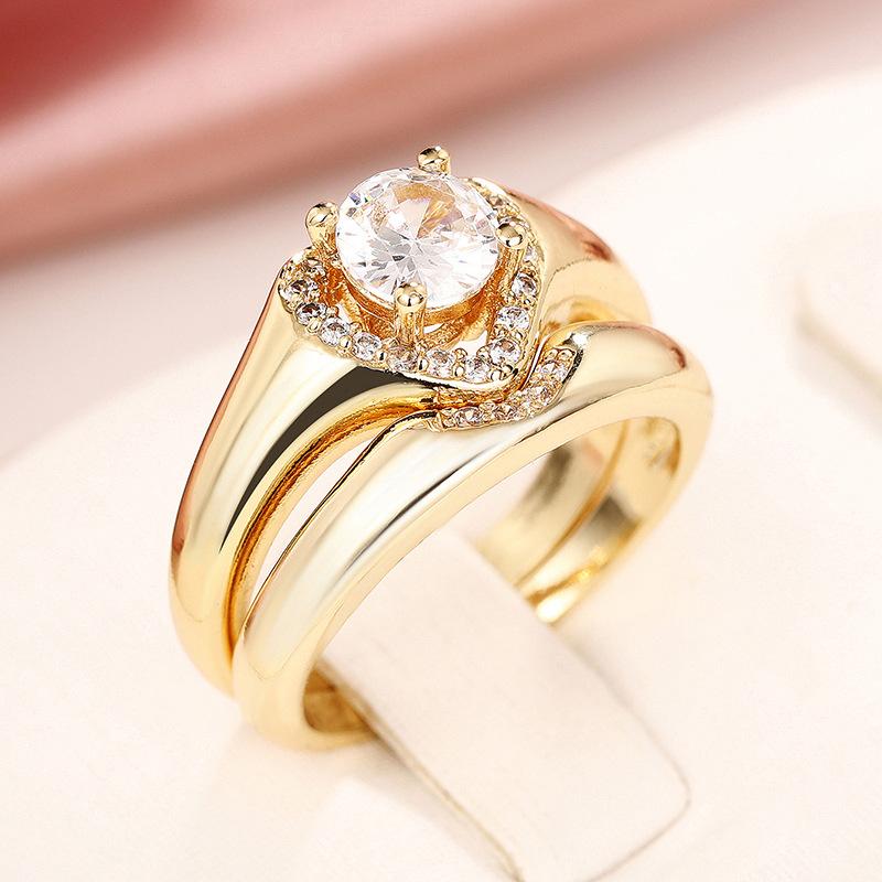 Princess love four-claw inlaid ring, light luxury old money wind geometric ring