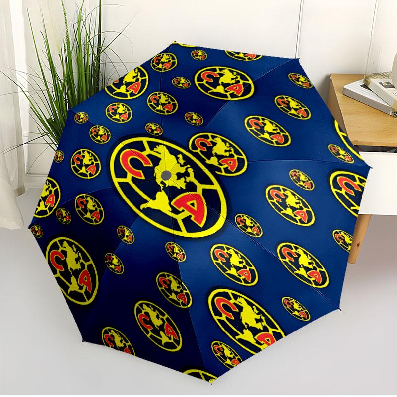 Club America Print Automatic Open Close Umbrella, Portable Foldable Umbrella, for Outdoor Commute Camping Trip, Ideal Birthday Gift