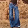 Women Baggy Mid Waist Jeans Wide Leg Loose Denim Pants Straight Leg Cropped Barrel Jeans