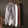 Women Winter Pants High Elastic Waist Thick Padded Solid Color Loose Soft Ankle-banded Casual Pockets Lightweight Lady Down Trousers