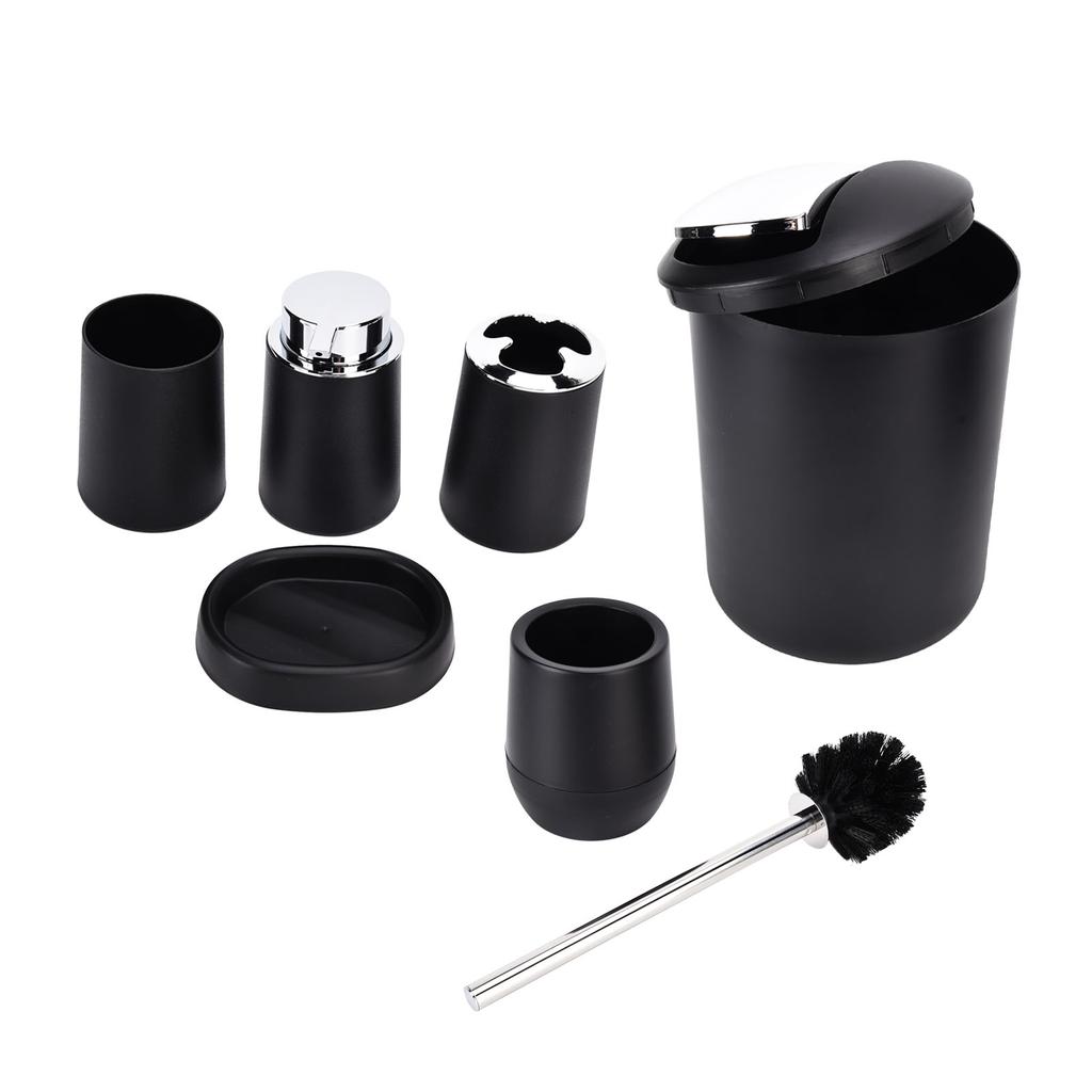 6Pcs Set Bathroom Accessories Set Electroplating Toothbrush Holder Trash Can Kit for Home